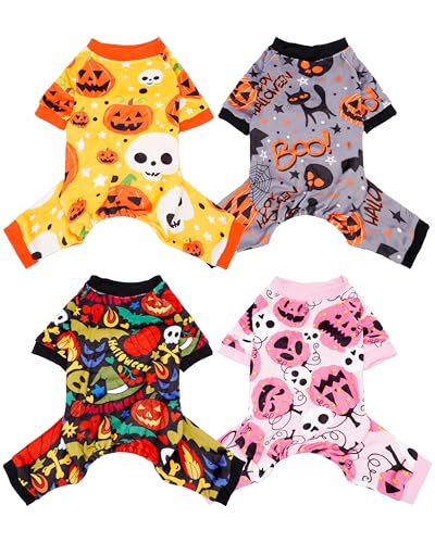 PET SHOW Halloween-Schlafanzug für kleine Hunde, Einteiler, Kürbis-Geist, weich, dehnbar, für Jungen und Mädchen, mit Ärmeln, Größe M, 4 Stück PET SHOW Halloween-Schlafanzug für kleine Hunde, Einteiler, Kürbis-Geist, weich, dehnbar, für Jungen und Mädchen, mit Ärmeln, Größe M, 4 Stück von PET SHOW
