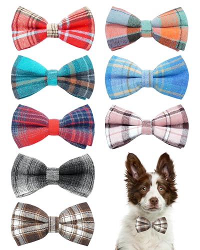 PET SHOW Halsband-Fliegen für große Hunde, kariert, für mittelgroße und große Hunde, Halsbandanhänger, Zubehör, Slides, Befestigung, Fliegen für Geburtstag, Hochzeit, Partys, sortiert, 8 Stück von PET SHOW