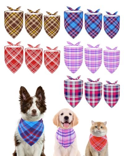 PET SHOW Halstücher für Hunde, kariert, groß, mittel, klein, 3 verschiedene Größen, klassisches Kopftuch, Dreiecks-Lätzchen, Halstuch, Set, Katzen, Haustiere, Mädchen, Jungen, Weihnachten, Urlaub, von PET SHOW