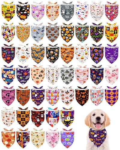 PET SHOW Halstücher für kleine Hunde, Halloween, keine Naht, Kürbis-Geist, Dreieck-Lätzchen, Schals für Mädchen, Jungen, Haustiere, verstellbar, für mittelgroße Hunde, Kostümzubehör, 100 Stück PET SHOW Halstücher für kleine Hunde, Halloween, keine Naht, Kürbis-Geist, Dreieck-Lätzchen, Schals für Mädchen, Jungen, Haustiere, verstellbar, für mittelgroße Hunde, Kostümzubehör, 100 Stück von PET SHOW