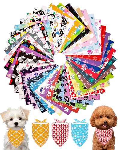 PET SHOW Halstücher für kleine Hunde mit Pfotenmuster, Größe XS, waschbar, Dreieck-Lätzchen, Halstuch, Katzenschal, Haustierpflege-Zubehör, 50 Stück von PET SHOW