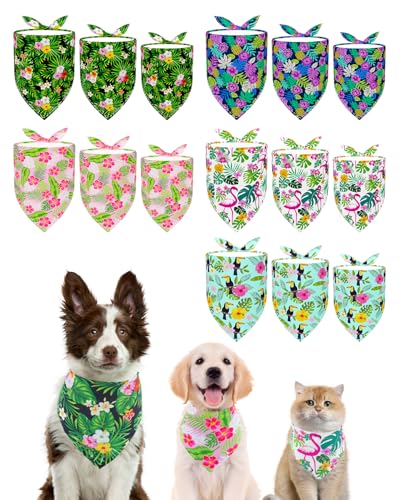 PET SHOW Hawaiianische Hundehalstücher, Großpackung, Größe L, M, S, 3 verschiedene Größen, Sommerblumen, Kopftuch, atmungsaktiv, Dreieck-Lätzchen, Halstuch, Set, Katzen, Haustiere, Mädchen, Jungen, von PET SHOW