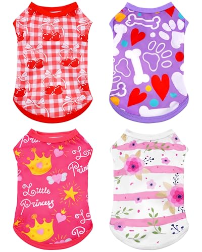 PET SHOW Hunde-Shirts für kleine und mittelgroße Hunde, Tank-Top, T-Shirt, ärmellos, Größe XXL, Rot / Rosa, 4er-Pack von PET SHOW