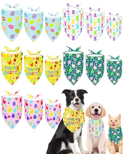 PET SHOW Hundehalstücher für Ostern, groß, mittel, klein, 3 verschiedene Größen, Haseneier, Kopftuch, Frühlingswelpe, Dreieck-Lätzchen, Halstuch, Halstuch, Set, Katzen, Haustiere, Mädchen, Jungen, von PET SHOW