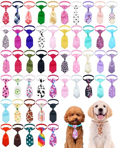 PET SHOW Kleine Hunde-Krawatten mit verstellbarem Halsband, sortiert, niedliche Krawatten, Welpen, Fliegen für Party, Urlaub, Hochzeit, Katzen, Halsbefestigung, Haustierpflege-Zubehör, 50 Stück von PET SHOW