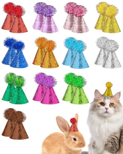 PET SHOW Mini-Partyhüte für kleine Hunde, Geburtstagshüte für Stofftiere, Welpen, Katzen, verstellbare Urlaubshüte, Stirnband, Kätzchen, Hüte, Haustierpflege, Kostüm-Zubehör, 24 Stück PET SHOW Mini-Partyhüte für kleine Hunde, Geburtstagshüte für Stofftiere, Welpen, Katzen, verstellbare Urlaubshüte, Stirnband, Kätzchen, Hüte, Haustierpflege, Kostüm-Zubehör, 24 Stück von PET SHOW