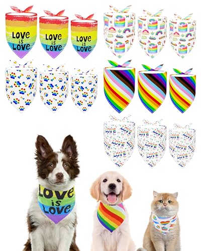 PET SHOW Pride Month Hundehalstücher, Großpackung, groß, mittel, klein, 3 verschiedene Größen, Regenbogen-Hunde-Schals, Welpen, LGBT, Dreieck-Lätzchen, Halstuch, Set, Katzen, Haustiere, Mädchen von PET SHOW
