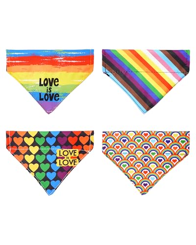 PET SHOW Pride Month Hundehalstücher zum Überziehen, wendbar, Dreieckstuch für kleine und mittelgroße Hunde, Regenbogen-Lätzchen, Schlupfhalsband-Aufsätze für Jungen und Mädchen von PET SHOW