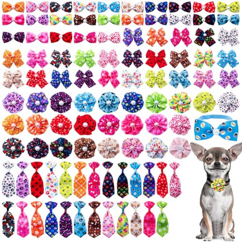 PET SHOW Schleifen und Krawatten für kleine Hunde, Halsband, Schleifen, Blumen, Set mit 25 Pfotenknochenmustern für Welpen, Katzen, Hunde, Pflegezubehör, Geburtstagsparty, Kostüm für Hundefriseure, von PET SHOW