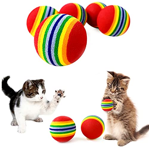 PET SHOW Spielbälle für Katzen, 3,5 cm, Rot, Regenbogenfarben, weicher EVA-Schaumstoff, interaktiv, für den Innenbereich, 35 mm Durchmesser, 10 Stück von PET SHOW