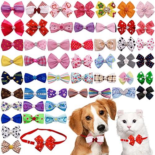 PET SHOW Verstellbare niedliche Hunde-Fliegen-Halsband für kleine Hunde, Welpen, Katzen, Fliegen, Krawatten, Haustierpflege-Zubehör, zufällige Farbauswahl, 50 Stück von PET SHOW