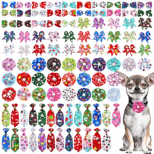 PET SHOW Weihnachts-Fliegen für Hunde, verstellbar, für kleine, mittelgroße Hunde, Halsband, Charm, Blumen, Katzen, Hunde, Schleife, 25 Stück, Pfotenmuster für Party, Urlaub, Welpen, von PET SHOW