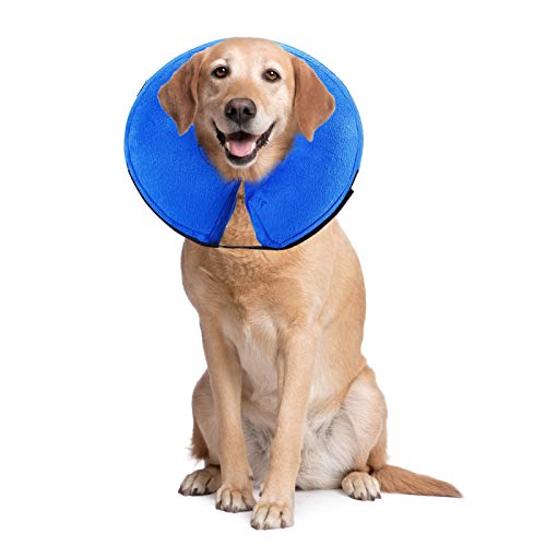 PET SPPTIES aufblasbar Halsband für Haustier Hund Katze bequem weich Recovery Schwimmen Schutz-mit Magic Reißverschluss für Haustier Hund Nackenschutz Kissen PS005 (XL/Blue) von PET SPPTIES