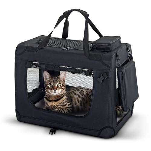 PET VIOLET Hundetransportbox Hundebox Faltbar Auto Transporttasche Hunde Katzen Tragetasche 50x34x36 cm, Schwarz PET VIOLET Hundetransportbox Hundebox Faltbar Auto Transporttasche Hunde Katzen Tragetasche 50x34x36 cm, Schwarz von PET VIOLET