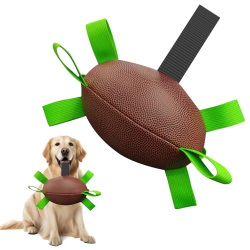 PETART Hunde-Rugby-Fußball mit Riemen, interaktives Hundespielzeug für Langeweile, Wasserspielzeug, Hundebälle für kleine und mittelgroße Rassen, Indoor- & Outdoor-Spielen von PETART