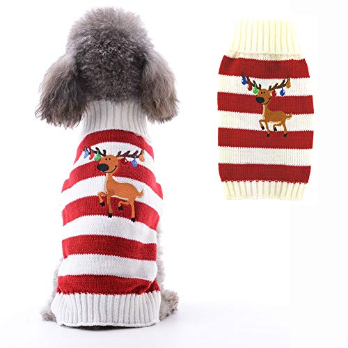 PETCARE Hundepullover Weihnachten Hund Rollkragenpullover Weihnachten Muster Strickwaren warme Haustier Pullover für Hundewelpen Party Puppy Geschenk für Hund von PETCARE