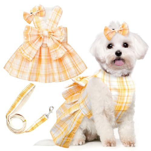 PETCARE Süßes Hundekleid für kleine Hunde und Katzen, kariert, mit Fliege, Hundegeschirr, Leinenset mit Perlen, Schleife, Zubehör, Geburtstag, Welpen, Hundekleid, Shih Tzu, Yorkies, Outfits PETCARE Süßes Hundekleid für kleine Hunde und Katzen, kariert, mit Fliege, Hundegeschirr, Leinenset mit Perlen, Schleife, Zubehör, Geburtstag, Welpen, Hundekleid, Shih Tzu, Yorkies, Outfits von PETCARE
