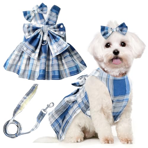 PETCARE Süßes Hundekleid für kleine Hunde und Katzen, kariert, mit Fliege, Hundegeschirr, Leinenset mit Perlen, Schleife, Zubehör, Geburtstag, Welpen, Hundekleid, Shih Tzu, Yorkies, Outfits PETCARE Süßes Hundekleid für kleine Hunde und Katzen, kariert, mit Fliege, Hundegeschirr, Leinenset mit Perlen, Schleife, Zubehör, Geburtstag, Welpen, Hundekleid, Shih Tzu, Yorkies, Outfits von PETCARE