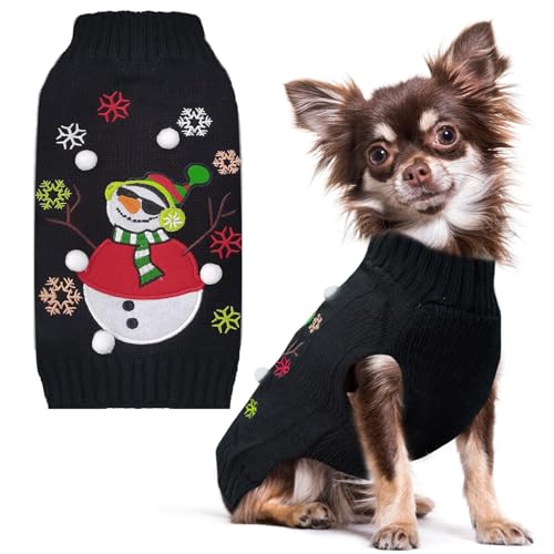 PETCARE Weihnachtspullover für Hunde, schwarzer Schneemann, hässlicher Schnee, für Welpen, Urlaub, Neujahr, Herbst, Winter, Hundekleidung für kleine, mittelgroße Hunde, Katzen, Pullover von PETCARE