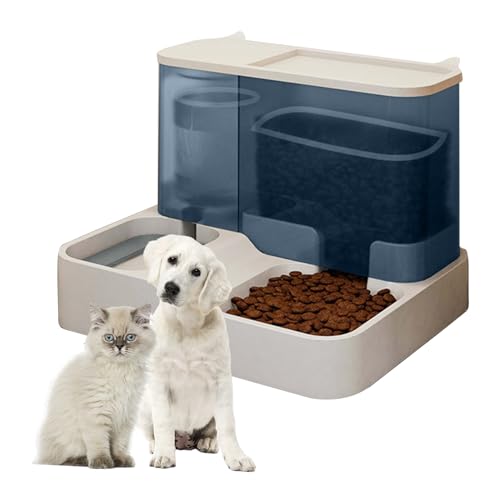 PETCUTE 2 IN 1 Automatischer Lebensmittel-und Wasserspender,Wasserspender für Mittelgroße Haustiere,Haustiere Automatisches Futter 2.8L und Wasserspender 1L,Abnehmbare Reinigung,Trocken-Nass-Trennung von PETCUTE