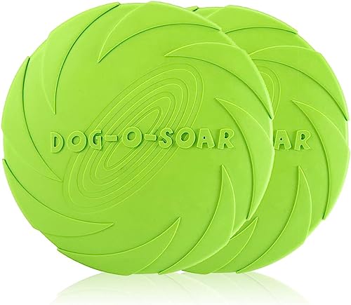 PETCUTE 2 Stück Hund Frisbees,Haustier Fliegenden Untertasse,Gummi Frisbee, Interaktive Outdoor-Spielzeug, Perfekt für Hund Werfen, Training, Spielen und Fangen,ø 18 cm von PETCUTE