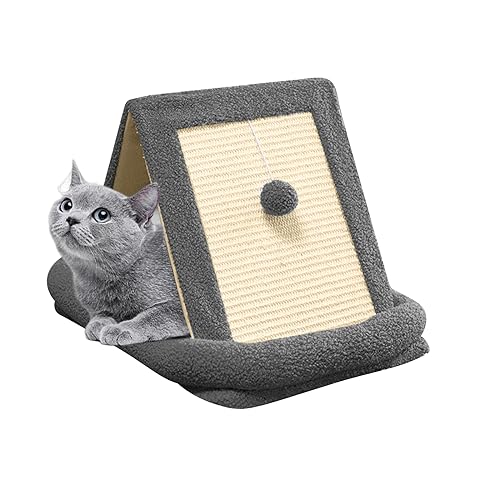 PETCUTE 2 in 1 Haustier Katzenbett Kissen,Weich Plüsch Hundebett Hundeschlafplatz Katzendecke Katzensofa mit Kratzbrett und Spielball,Kratzpads für Katzen Recycelbare Pappe,Grau PETCUTE 2 in 1 Haustier Katzenbett Kissen,Weich Plüsch Hundebett Hundeschlafplatz Katzendecke Katzensofa mit Kratzbrett und Spielball,Kratzpads für Katzen Recycelbare Pappe,Grau von PETCUTE