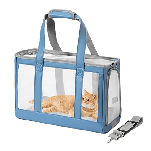 PETCUTE Airline Genehmigt Katzentransporttasche,Atmungsaktive Haustier Hundetragetasche mit Herausnehmbarer Matte,Sicherheitsleine,Atmungsaktiv Transporttasche für Katzen und Kleine Hunde von PETCUTE