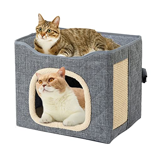 PETCUTE Faltbares Katzenhaus, Winter-Katzenhöhlenbett, Doppelschichtiges,Katzenhöhle mit Abnehmbares Kissen und Kratzbrett,Katzenkorb Hundehöhle,Geeignet für Katzen und Kleine Hunde PETCUTE Faltbares Katzenhaus, Winter-Katzenhöhlenbett, Doppelschichtiges,Katzenhöhle mit Abnehmbares Kissen und Kratzbrett,Katzenkorb Hundehöhle,Geeignet für Katzen und Kleine Hunde von PETCUTE