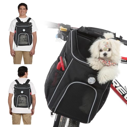 PETCUTE Haustier Fahrradtasche für Hunde Katzen,Faltbarer Hunderucksack mit Seitentaschen,Fahrradkorb Vorne für Kleine Haustiere mit Reflektierende Bänder und Licht,Einfache Installation PETCUTE Haustier Fahrradtasche für Hunde Katzen,Faltbarer Hunderucksack mit Seitentaschen,Fahrradkorb Vorne für Kleine Haustiere mit Reflektierende Bänder und Licht,Einfache Installation von PETCUTE