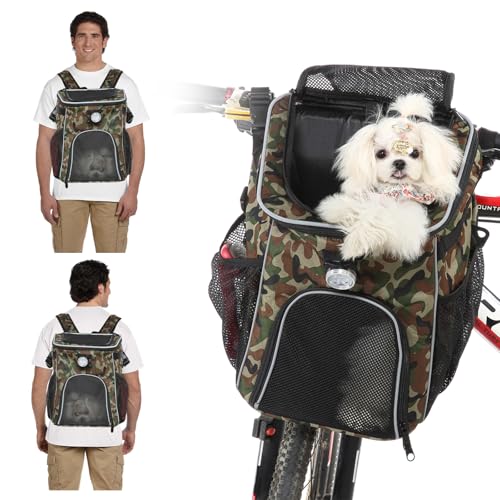 PETCUTE Haustier Fahrradtasche für Hunde Katzen,Faltbarer Hunderucksack mit Seitentaschen,Fahrradkorb Vorne für Kleine Haustiere mit Reflektierende Bänder und Licht,Einfache Installation PETCUTE Haustier Fahrradtasche für Hunde Katzen,Faltbarer Hunderucksack mit Seitentaschen,Fahrradkorb Vorne für Kleine Haustiere mit Reflektierende Bänder und Licht,Einfache Installation von PETCUTE