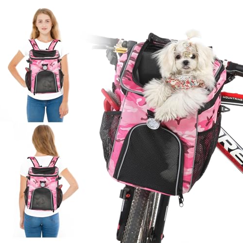PETCUTE Haustier Fahrradtasche für Hunde Katzen,Faltbarer Hunderucksack mit Seitentaschen,Fahrradkorb Vorne für Kleine Haustiere mit Reflektierende Bänder und Licht,Einfache Installation PETCUTE Haustier Fahrradtasche für Hunde Katzen,Faltbarer Hunderucksack mit Seitentaschen,Fahrradkorb Vorne für Kleine Haustiere mit Reflektierende Bänder und Licht,Einfache Installation von PETCUTE