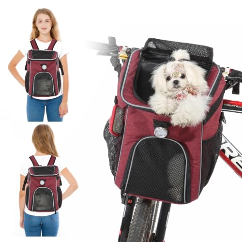 PETCUTE Haustier Fahrradtasche für Hunde Katzen,Faltbarer Hunderucksack mit Seitentaschen,Fahrradkorb Vorne für Kleine Haustiere mit Reflektierende Bänder und Licht,Einfache Installation PETCUTE Haustier Fahrradtasche für Hunde Katzen,Faltbarer Hunderucksack mit Seitentaschen,Fahrradkorb Vorne für Kleine Haustiere mit Reflektierende Bänder und Licht,Einfache Installation von PETCUTE