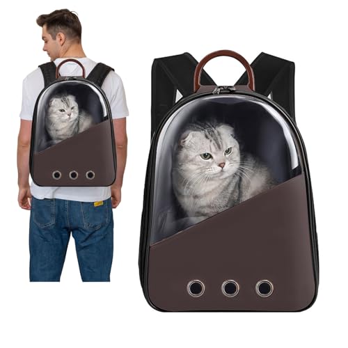 PETCUTE Haustier Hunde Katzen Rucksack,Tragbar Haustierrucksack Hunderucksack mit Transparentem PVC,Atmungsaktive Rucksäcke für Hunde&Katzen,Katzenrucksack mit Abnehmbarem Kissen,Für Reisen,Wander von PETCUTE