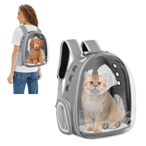 PETCUTE Haustier Katzen Rucksack,Hunde Rucksack für Kleine Katzen und Hunde,Atmungsaktive 360 ° Sichtfeld Hunderucksack mit Raumkapsel Blase Design,zum Wandern, Reisen Grau PETCUTE Haustier Katzen Rucksack,Hunde Rucksack für Kleine Katzen und Hunde,Atmungsaktive 360 ° Sichtfeld Hunderucksack mit Raumkapsel Blase Design,zum Wandern, Reisen Grau von PETCUTE