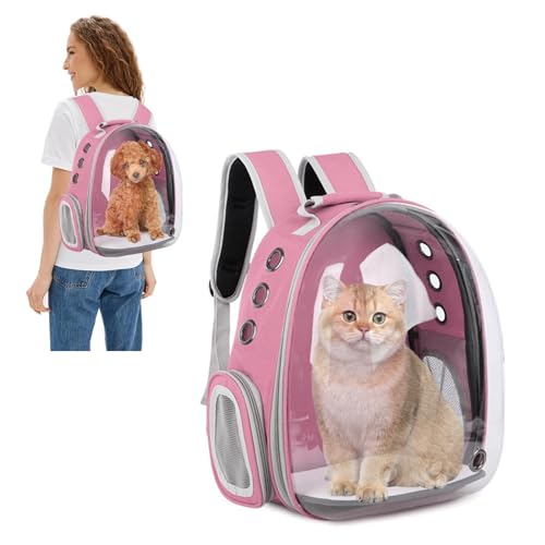 PETCUTE Haustier Katzen Rucksack,Hunde Rucksack für Kleine Katzen und Hunde,Atmungsaktive 360 ° Sichtfeld Hunderucksack mit Raumkapsel Blase Design,zum Wandern, Reisen Rosa PETCUTE Haustier Katzen Rucksack,Hunde Rucksack für Kleine Katzen und Hunde,Atmungsaktive 360 ° Sichtfeld Hunderucksack mit Raumkapsel Blase Design,zum Wandern, Reisen Rosa von PETCUTE