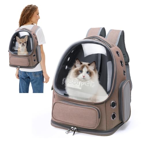 PETCUTE Haustier Rucksack,Tragbar Raumkapsel Hunde Katzen Rucksack mit Herausnehmbarer Matte,Atmungsaktive Transportrucksack Transporttasche für Haustiere mit Sicherheitsleine,für Reisen von PETCUTE