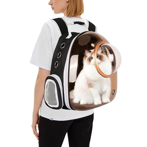 PETCUTE Haustier Rucksack Raumkapsel,Atmungsaktive Wärme Proof,Katzen Rucksack Träger mit Sicherheitsleine,wasserdichte,Katzenrucksack für Kleine Mittelgroße Hunde Katzen Welpen,für Reisen,Teefarben PETCUTE Haustier Rucksack Raumkapsel,Atmungsaktive Wärme Proof,Katzen Rucksack Träger mit Sicherheitsleine,wasserdichte,Katzenrucksack für Kleine Mittelgroße Hunde Katzen Welpen,für Reisen,Teefarben von PETCUTE