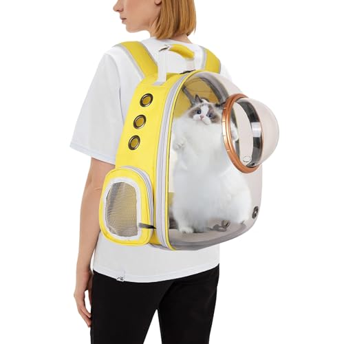 PETCUTE Haustier Rucksack Raumkapsel,Atmungsaktive Wärme Proof,Katzen Rucksack Träger mit Sicherheitsleine,wasserdichte,Katzenrucksack für Kleine Mittelgroße Hunde Katzen Welpen,für Reisen,Gelb PETCUTE Haustier Rucksack Raumkapsel,Atmungsaktive Wärme Proof,Katzen Rucksack Träger mit Sicherheitsleine,wasserdichte,Katzenrucksack für Kleine Mittelgroße Hunde Katzen Welpen,für Reisen,Gelb von PETCUTE