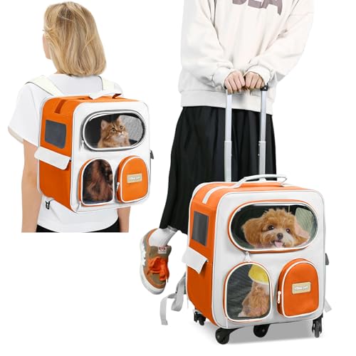 PETCUTE Haustier Rucksack für Katzen und Hunde,Foldable Haustiertrage-Rucksack mit Abnehmbarem Trolley,Multifunktionaler,Atmungsaktive Katzen Transport Rucksack mit Taschen,Für Reisen,Camping PETCUTE Haustier Rucksack für Katzen und Hunde,Foldable Haustiertrage-Rucksack mit Abnehmbarem Trolley,Multifunktionaler,Atmungsaktive Katzen Transport Rucksack mit Taschen,Für Reisen,Camping von PETCUTE