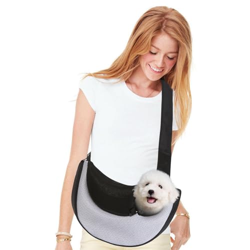 PETCUTE Hund Tragetasche,Atmungsaktiv Transporttasche für Katzen mit Fronttasche,Verstellbare Haustiertragetasche Schultertasche Welpentasche mit Sicherheitsleine für Kleine Hunde Katzen von PETCUTE