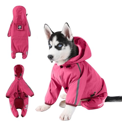 PETCUTE Hunde Regenmantel, wasserdichte Regenjacke Hund für große Hunde, Leichte Regencape Hund mit Reflektierenden Streifen,Einstellbare 4-Beine Haustier Poncho mit Kapuze,Für draußen PETCUTE Hunde Regenmantel, wasserdichte Regenjacke Hund für große Hunde, Leichte Regencape Hund mit Reflektierenden Streifen,Einstellbare 4-Beine Haustier Poncho mit Kapuze,Für draußen von PETCUTE