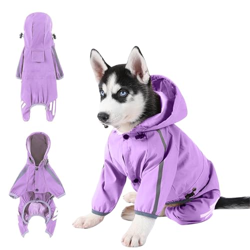 PETCUTE Hunde Regenmantel, wasserdichte Regenjacke Hund für große Hunde, Leichte Regencape Hund mit Reflektierenden Streifen,Einstellbare 4-Beine Haustier Poncho mit Kapuze,Für draußen PETCUTE Hunde Regenmantel, wasserdichte Regenjacke Hund für große Hunde, Leichte Regencape Hund mit Reflektierenden Streifen,Einstellbare 4-Beine Haustier Poncho mit Kapuze,Für draußen von PETCUTE