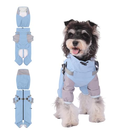 PETCUTE Hunde Regenmantel,Wasserdichter Hunde-Regenjacke mit Integriertem Geschirr,Abnehmbare Kapuze,Leicht, Doppellagig,4-Beine Haustier Poncho für kleine Mittelgroße und große Hund und Welpen,2XL von PETCUTE