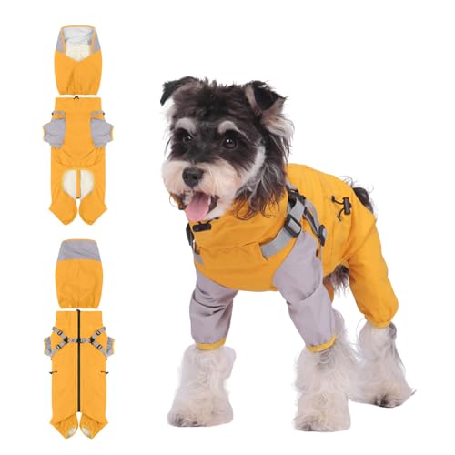 PETCUTE Hunde Regenmantel,Wasserdichter Hunde-Regenjacke mit Integriertem Geschirr,Abnehmbare Kapuze,Leicht, Doppellagig,4-Beine Haustier Poncho für kleine Mittelgroße und große Hund und Welpen,S PETCUTE Hunde Regenmantel,Wasserdichter Hunde-Regenjacke mit Integriertem Geschirr,Abnehmbare Kapuze,Leicht, Doppellagig,4-Beine Haustier Poncho für kleine Mittelgroße und große Hund und Welpen,S von PETCUTE