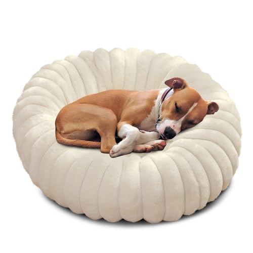 PETCUTE Hundebett Waschbar,Plüsch Katzenbett für Katzen und kleine Hunde, Donut-förmiges Katzenkorb Hundekissen mit Rutschfestem Boden, Weiches Hundekorb mit Unterstützend Erhöhte Seiten von PETCUTE