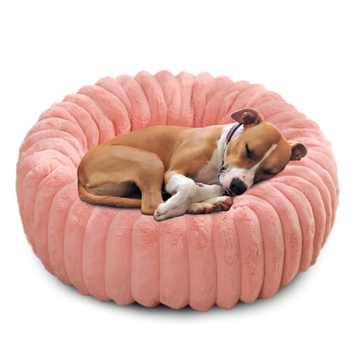 PETCUTE Hundebett Waschbar,Plüsch Katzenbett für Katzen und kleine Hunde, Donut-förmiges Katzenkorb Hundekissen mit Rutschfestem Boden, Weiches Hundekorb mit Unterstützend Erhöhte Seiten von PETCUTE