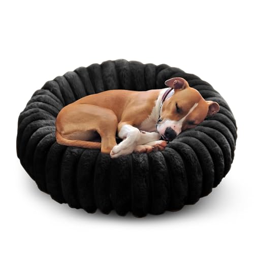 PETCUTE Hundebett Waschbar,Plüsch Katzenbett für Katzen und kleine Hunde, Donut-förmiges Katzenkorb Hundekissen mit Rutschfestem Boden, Weiches Hundekorb mit Unterstützend Erhöhte Seiten von PETCUTE