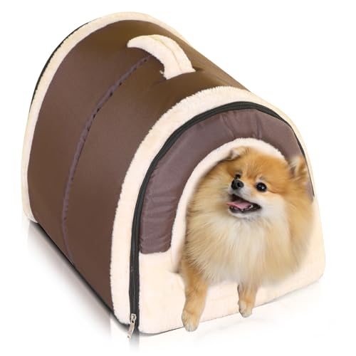 PETCUTE Hundebett hundehöhle Katzenbett Katzenhöhle Kuschelhöhle Katzenhaus Faltbare gemütliche Welpen Bett mit abnehmbarem Kissen 35x30x30CM von PETCUTE