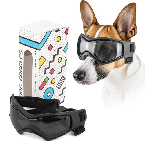PETCUTE Hundebrille,Hunde Sonnenbrille Verstellbarer Riemen für UV-Sonnenbrillen,Hunde Winddichte & Antibeschlagbrille,Wasserdichter Motorrad Sonnenbrillen für Kleine Hunde/Katzen von PETCUTE