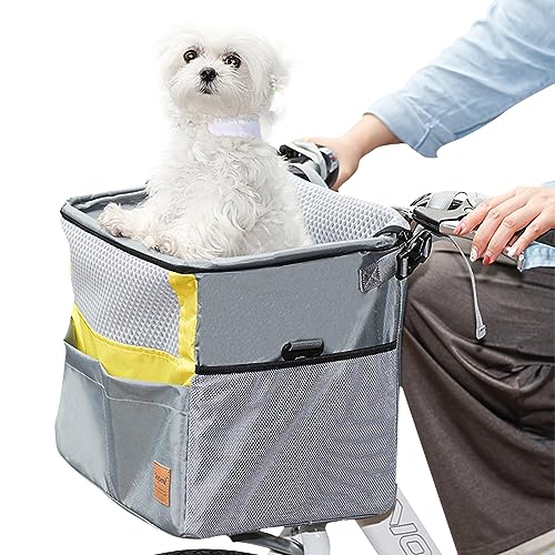 PETCUTE Hundefahrradkorb Vorne,Hundekorb Fahrrad mit Sicherheitsgurt,Atmungsaktiv Haustier Fahrradtasche bis 7.5kg, Abnehmbarer Katzenfahrradkorb für Tierklinik und Ausflüge,Einfache Installation PETCUTE Hundefahrradkorb Vorne,Hundekorb Fahrrad mit Sicherheitsgurt,Atmungsaktiv Haustier Fahrradtasche bis 7.5kg, Abnehmbarer Katzenfahrradkorb für Tierklinik und Ausflüge,Einfache Installation von PETCUTE